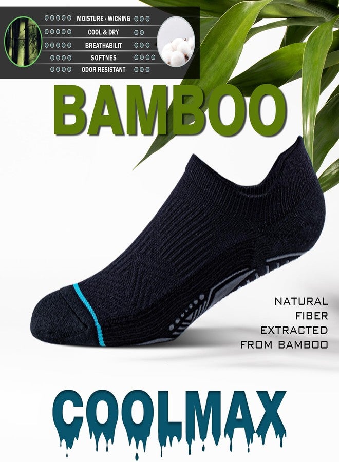 BRISIRA Bamboo Viscose Non Slip Pilates Socks Men Women No Show Grip Compression Thick Cushion Yoga Barre Grippy Ankle - Image 2